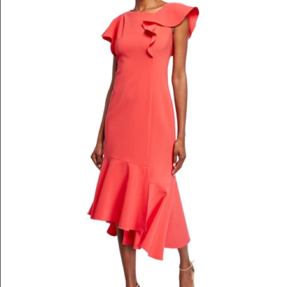 Shoshanna Sula Asymmetrical Ruffle Hem Dress